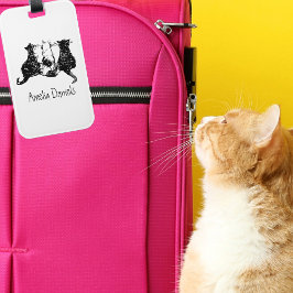 Etiqueta Monogramada de equipaje para gato negro y