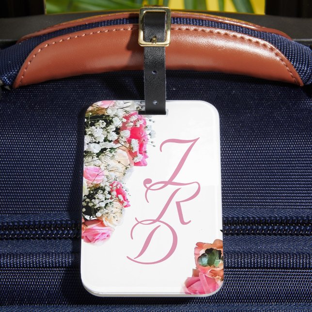 Etiqueta Monogramada de floral rosa bonito (Subido por el creador)