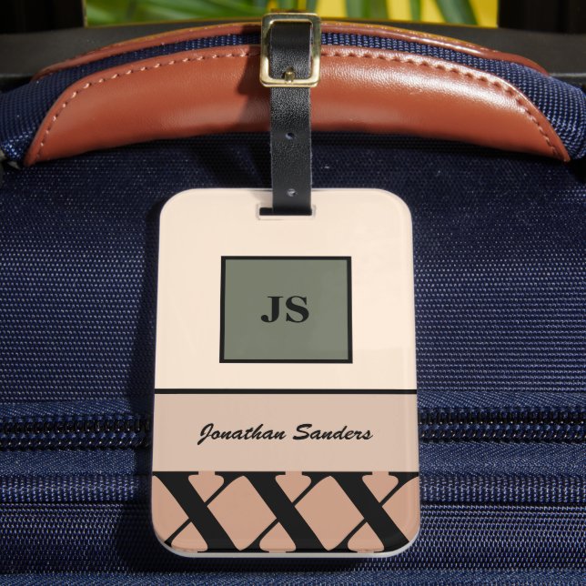 Etiqueta Monogramada Masculina Neutral para el equ (Anverso In situ 2)