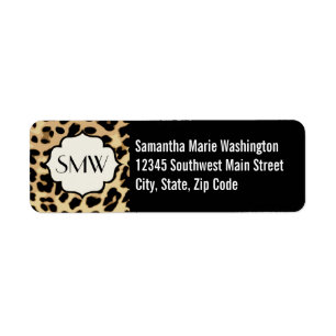 Etiqueta Monogramado de impresión Sassy Leopard
