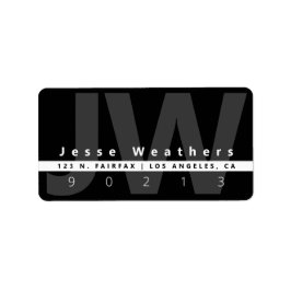 Etiqueta Monogramado moderno | Dirección en blanco y gris n