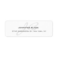 Monogrammed Black & White Plain Modern Minimalist