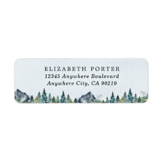 Etiqueta Montaña acuarela Elegante Boda temático rústico