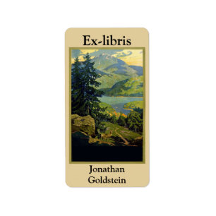 Etiqueta Montañas, ciervos, árboles, estanterías