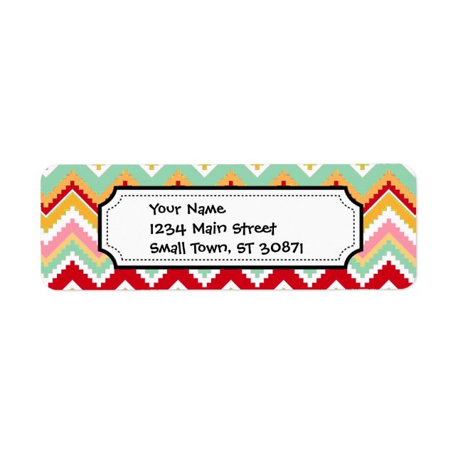 Etiqueta Montañas Tribales Aztec Andes Chevron Fiesta ZigZa (Frente)