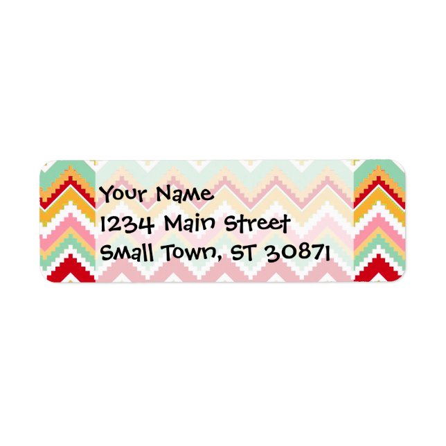 Etiqueta Montañas Tribales Aztec Andes Chevron Fiesta ZigZa (Frente)