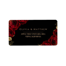 Etiqueta Moody Black Burgundy Roses Wedding 