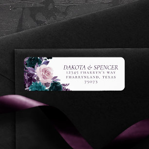 Etiqueta Moody Boho Dirección púrpura y Verde azulada de