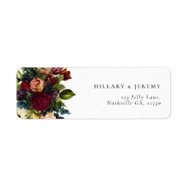 Etiqueta Moody Floral Boda Dirección de devolución