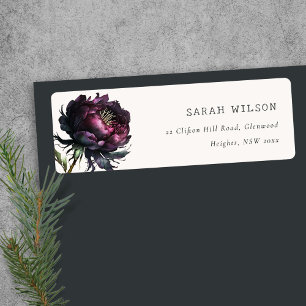 Etiqueta Moody Gothic Oscuro Purple Black Peony Dirección
