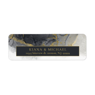 Etiqueta Moody Ink Charcoal Gold Abstract ID988