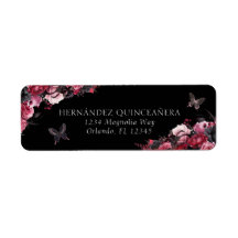 Moody Quinceañera rosa gótico, rojo y negro