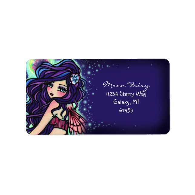 Etiqueta Moon Glow Fairy Fantasy Art (Frente)
