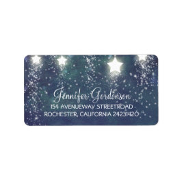 Etiqueta Moon Stars Purpurina Naval Boda