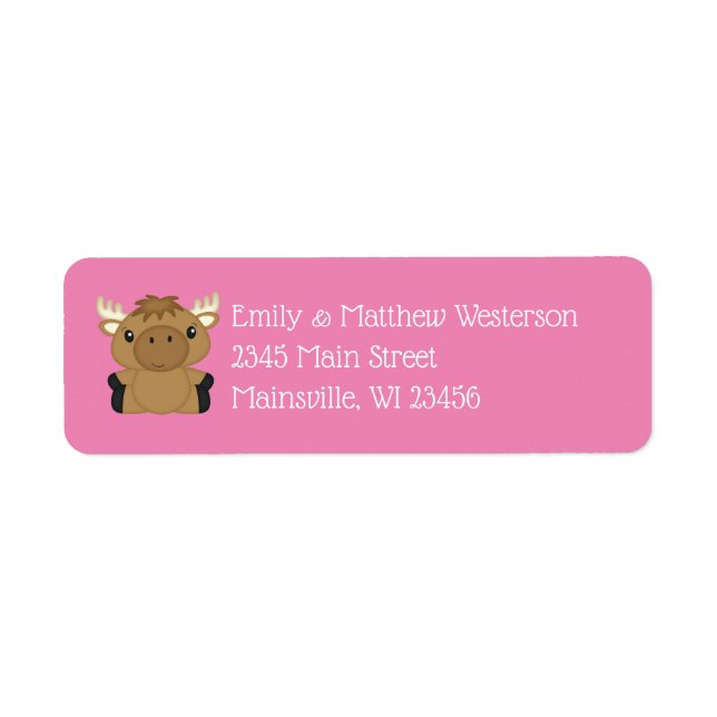 Etiqueta Moose Baby Shower Woodland (Frente)