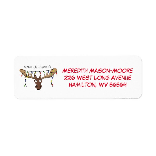 Etiqueta Moose Cute Funny Navidades (Frente)