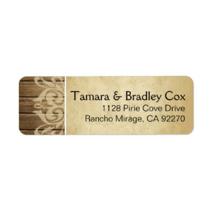 Etiqueta Moreno el   marrón afiligranado de madera rústic