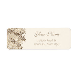 Etiqueta Moreno estilizado y hojas florales de Brown