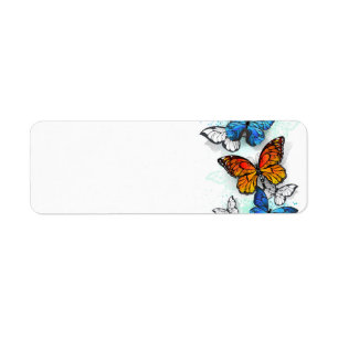 Etiqueta Morfo y monarca de las mariposas voladoras