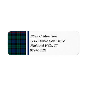 Etiqueta Morrison Clan Green y Blue Scottish Tartán