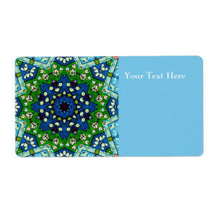 Etiqueta Mosaic Blue Green Hippie Boho Mandala