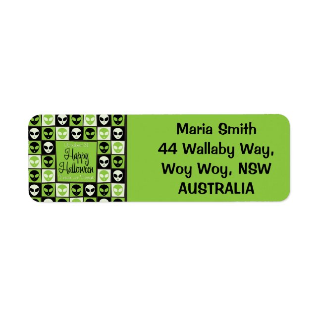 Etiqueta Mosaico alienígena de Halloween (Frente)