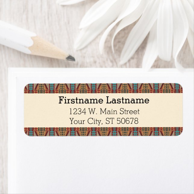 Etiqueta Mosaico azul turquesa de terracota roja marrón per (In situ)