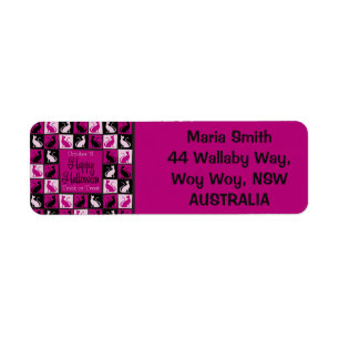 Etiqueta Mosaico del gato de Halloween