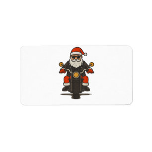 Etiqueta Motocicleta de Santa Navidad Vintage Divertido Mot