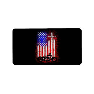 Etiqueta Motocicleta vintage Bandera de Estados Unidos Fe c
