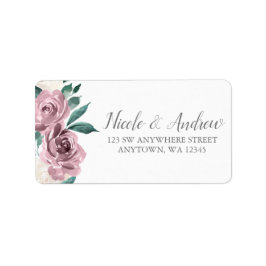 Etiqueta Muave Watercolor Rosas Dirección Floral