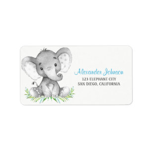 Etiqueta Muchacho del elefante de la acuarela