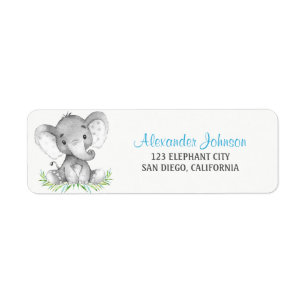 Etiqueta Muchacho del elefante de la acuarela