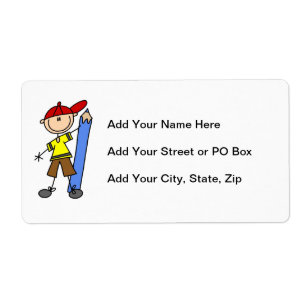 Etiqueta Muchacho del palillo con el lápiz