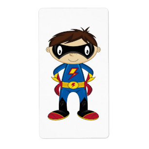 Etiqueta Muchacho lindo del super héroe