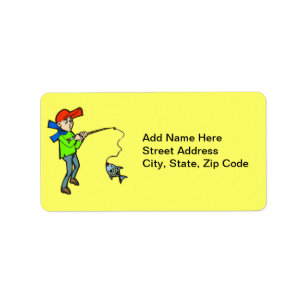 Etiqueta Muchacho que coge un pescado