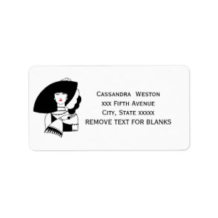 Etiqueta Mujer Art Déco con sombrero grande guantes RL