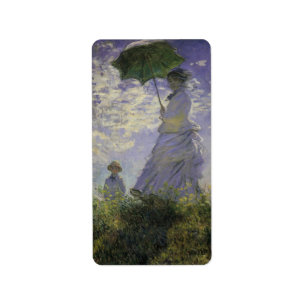 Etiqueta Mujer con parasol de Claude Monet, arte vintage