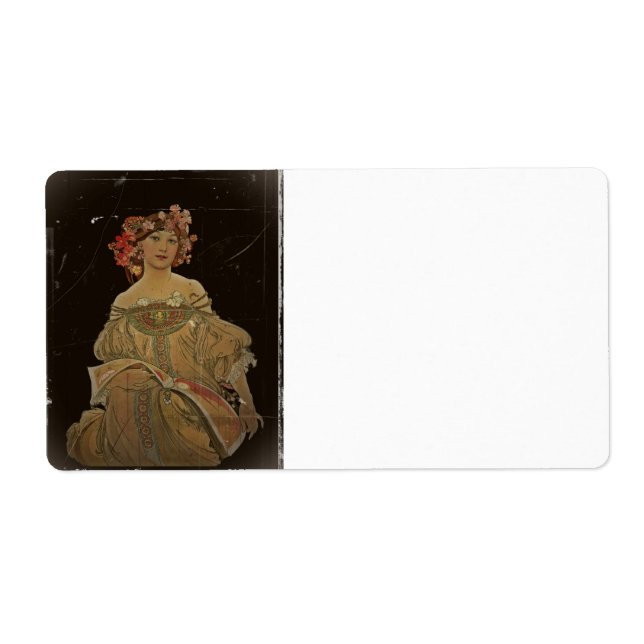 Etiqueta Mujer de champán en negro (Frente)