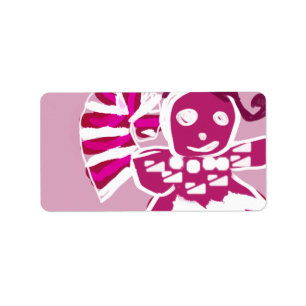 Etiqueta Mujer de pan de jengibre rosa