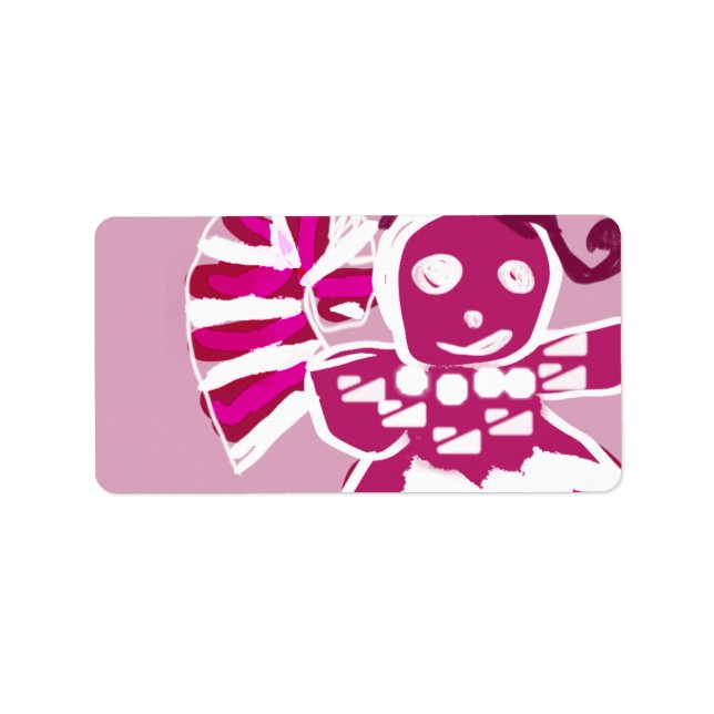 Etiqueta Mujer de pan de jengibre rosa (Frente)