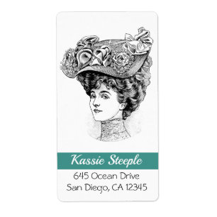 Etiqueta mujer del arte de los 1800s en el gorra floral 2