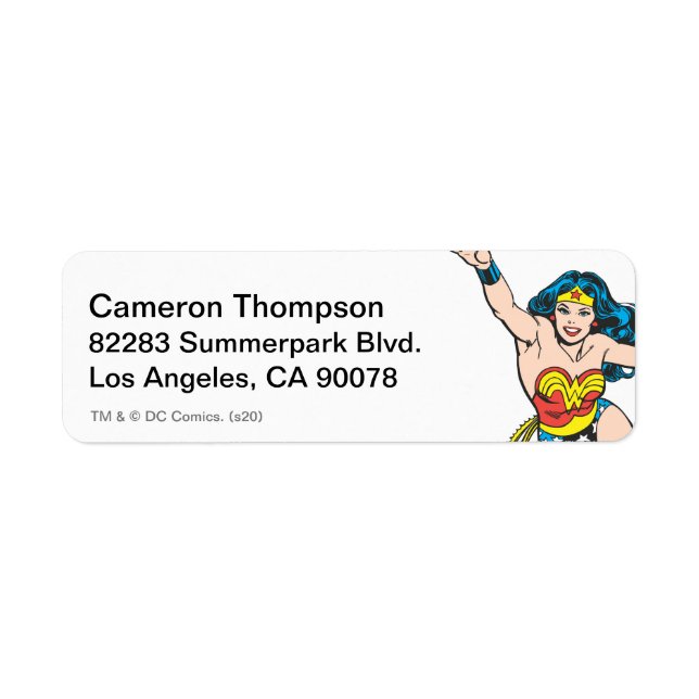 Etiqueta Mujer Maravilla Volando Hacia Adelante (Frente)