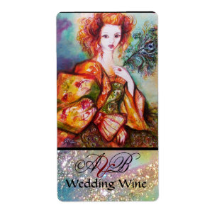 Etiqueta MUJER ROMÁNTICA CON PELO DE PELO DE PELO Boda Vino