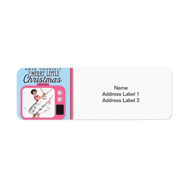 Etiqueta Mujer y televisión de estilo retro navidades (Frente)