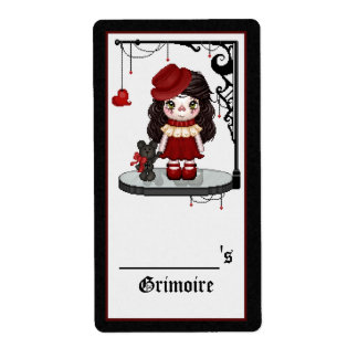 Etiqueta Muñeca de amor gótica roja Pixel Art