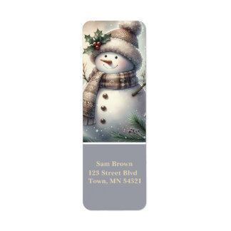 Etiqueta Muñeco de Nieve Acogedor Navidad Dirección de Devo