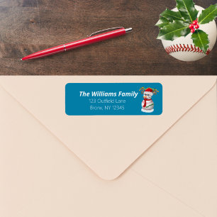 Etiqueta Muñeco de nieve de béisbol decorado con snacks pop