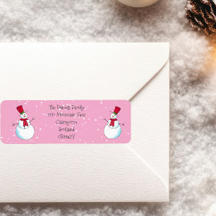 Etiqueta Muñeco de nieve de Navidad personalizado con direc