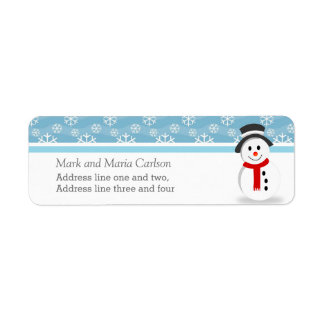 Etiqueta Muñeco de nieve y copos de nieve Navidad personali